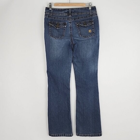 REVOLT Women's Jeans Dark Blue Denim Fade Boot Cut Stretch Size 8 - Picture 2 of 13